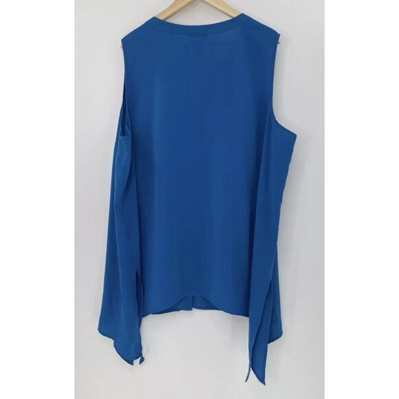 Catherines Plus Size Blue Chiffon Asymmetrical Hem Sleeveless Blouse Size 3x - Picture 2 of 7
